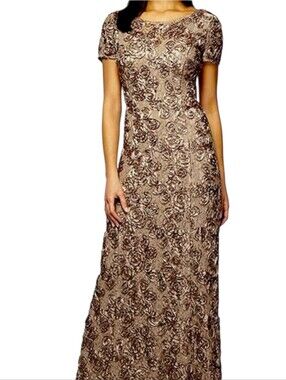 Alex Evenings | Dresses | Alex Evenings Womens Plussize Long Aline Rosette  Dress Dove | Poshmark